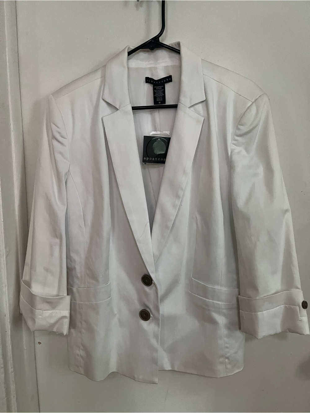 Apostrophe White Two-Button Notched-Lapel Blazer
